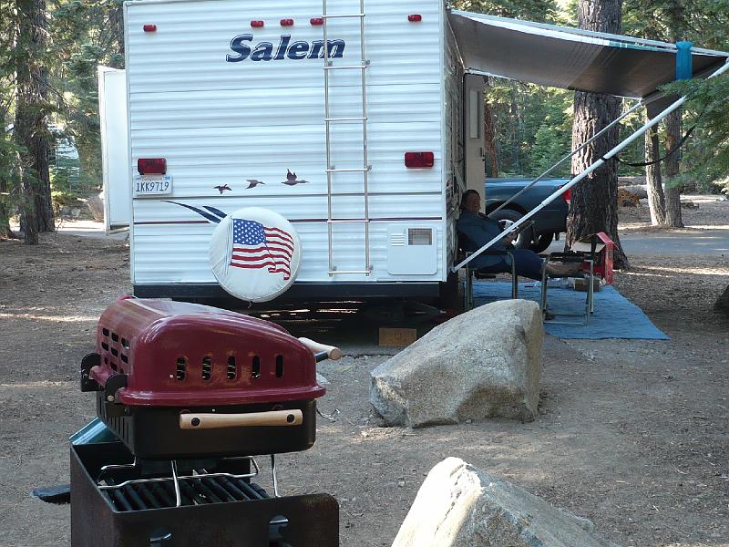 P1010751.JPG - Using our new grill.. our site didn't have a table so I placed the grill on the grill.